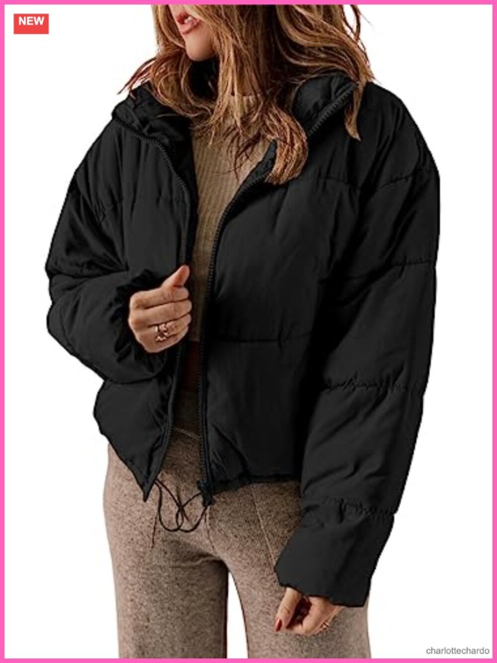 Dokotoo Quilted Puffer Jacket Full Zip Long Sleeve Loose Fit Winter